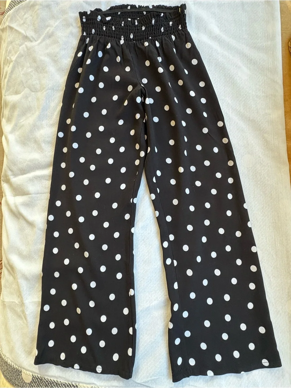 NWT - Size 8 - Justice - Black and White Polka Dot Wide-Leg Pants